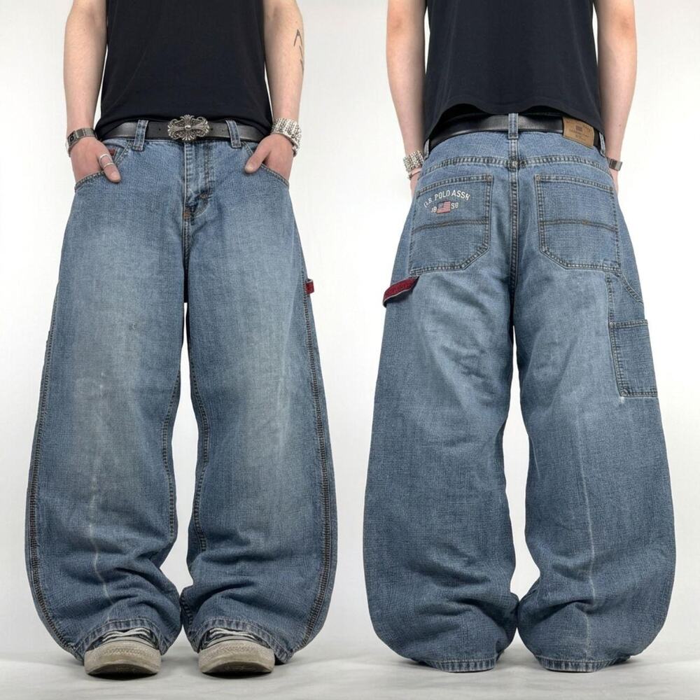 Vintage y2k us polo grunge archive skater baggy faded stonewash jeans